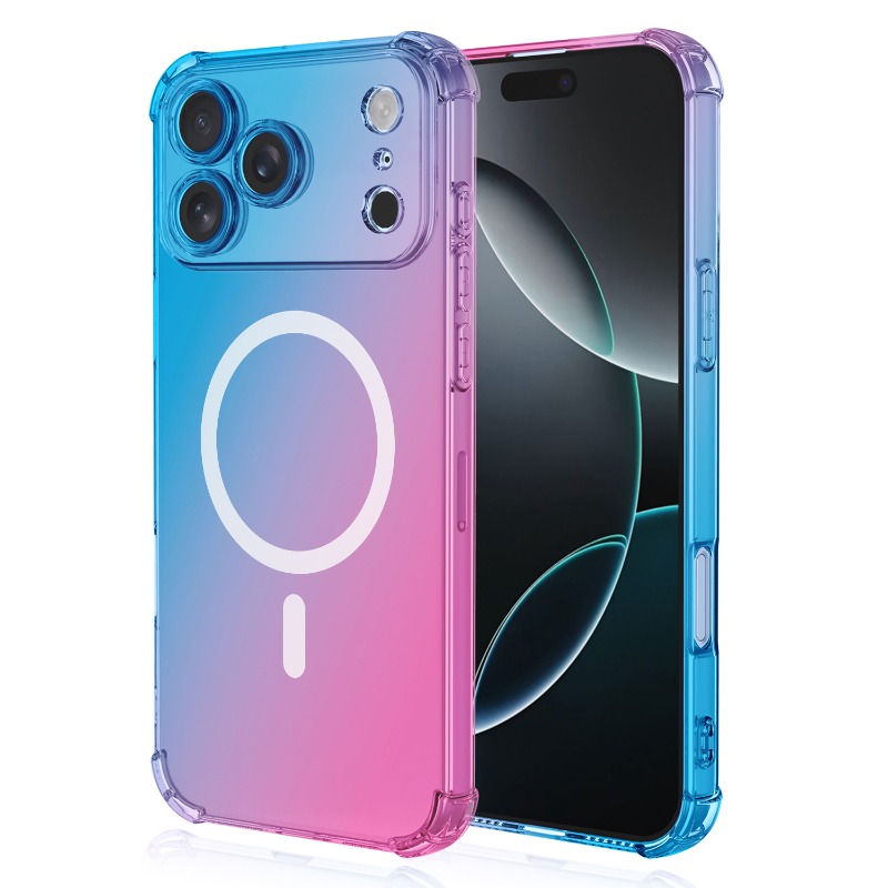 iPhone 17 / Pro / Max átlátszó színátmenetes mágneses telefontok, karcálló, ütésálló - Image 3