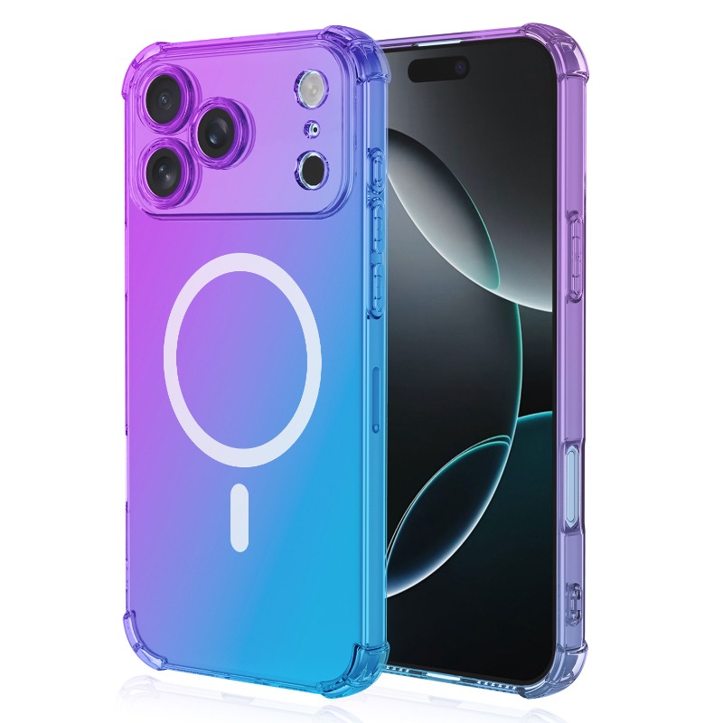 iPhone 17 / Pro / Max átlátszó színátmenetes mágneses telefontok, karcálló, ütésálló - Image 4